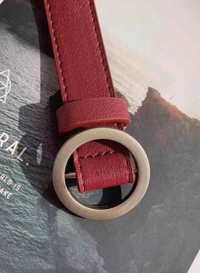 Round Slide Buckle Belt Burgundy/Silver  - Image 3