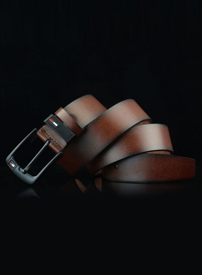Generic Rectangle Pin Buckle Faux Leather Belt Brown  - Image 2