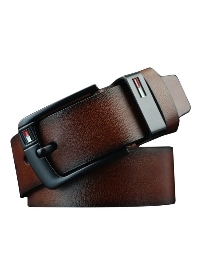Generic Rectangle Pin Buckle Faux Leather Belt Brown  - Image 1