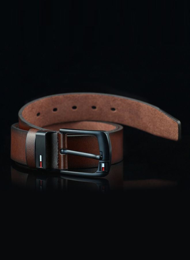 Generic Rectangle Pin Buckle Faux Leather Belt Brown  - Image 3