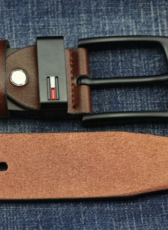 Generic Rectangle Pin Buckle Faux Leather Belt Brown  - Image 4