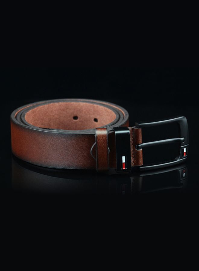 Generic Rectangle Pin Buckle Faux Leather Belt Brown  - Image 5