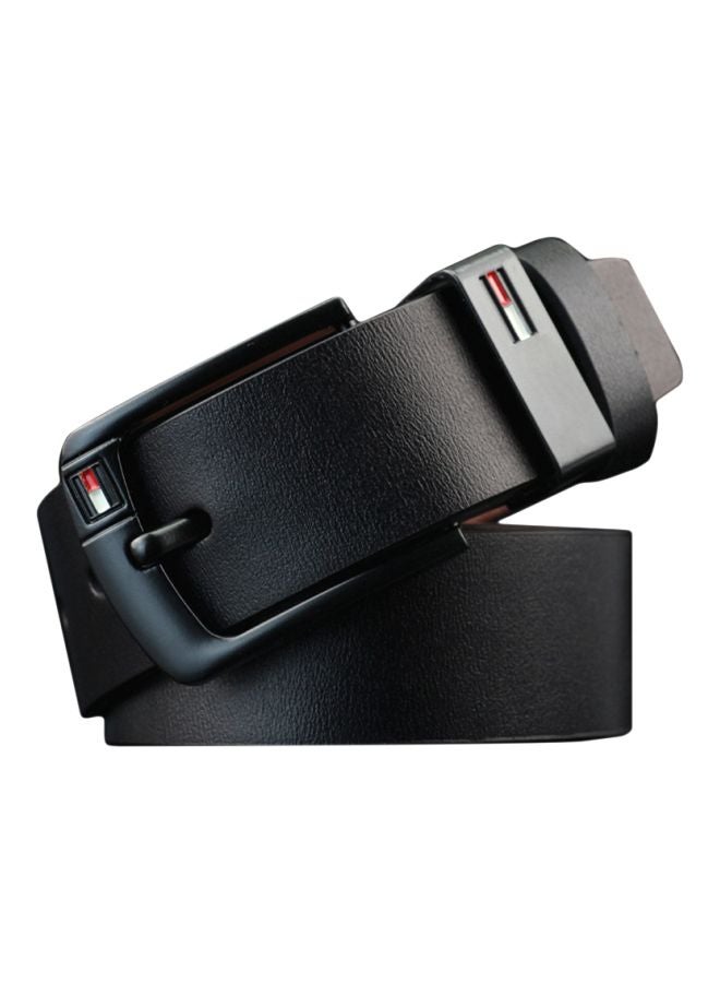 Rectangle Pin Buckle Faux Leather Belt Black  - Image 1