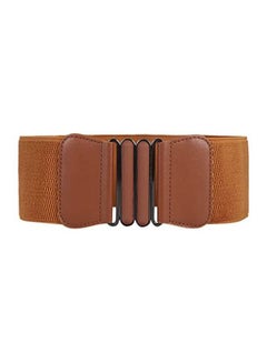 Boho Solid Pattern PU Belt Brown