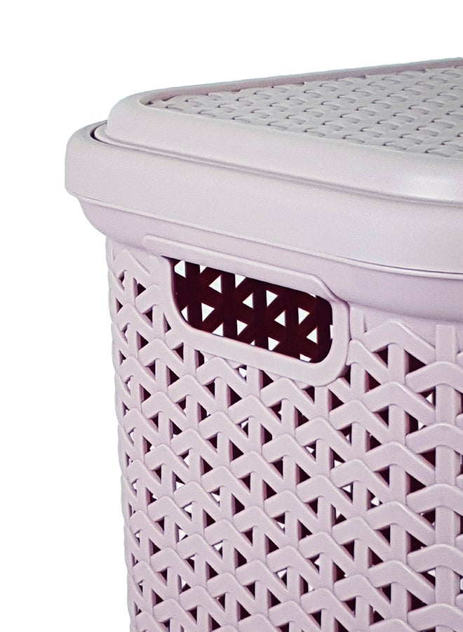 Hobby Life Rattan Design Laundry Hamper Basket Powder Pink 35Liters - Image 3