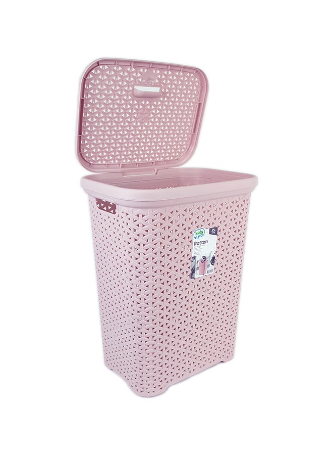 Hobby Life Rattan Design Laundry Hamper Basket Powder Pink 35Liters - Image 2
