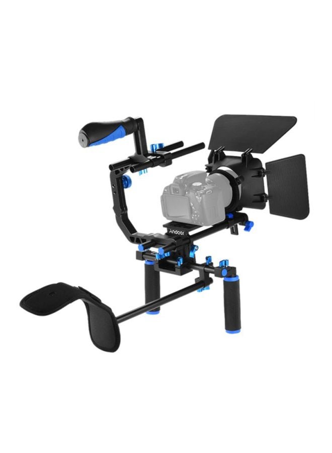 ANDOER Camcorder Video Cage Kit With Shoulder Pad Black/Grey/Blue  - Image 1