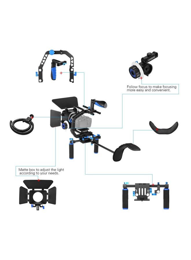 ANDOER Camcorder Video Cage Kit With Shoulder Pad Black/Grey/Blue  - Image 5
