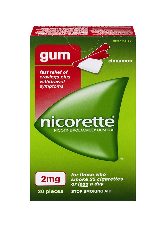 nicorette - Cinnamon Nicotine Gum Quit Smoking Aid 2MG - 30 Count - Image 1