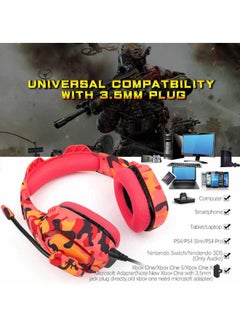 onikuma K1b Over-Ear Gaming Headset With Mic - PS4/PS5 Camou Red  - Image 3