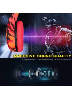 onikuma K1b Over-Ear Gaming Headset With Mic - PS4/PS5 Camou Red  - Image 4