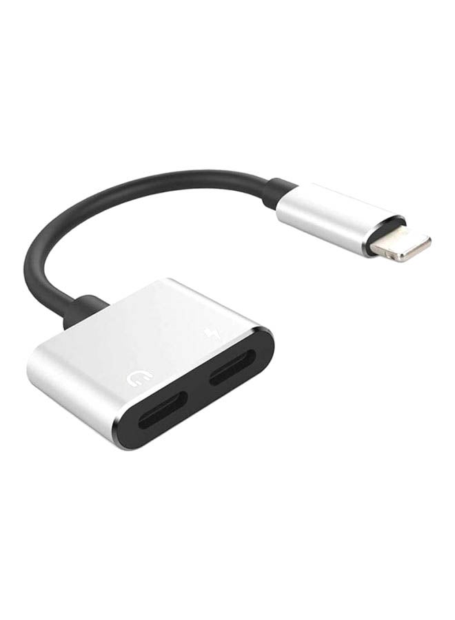 KKmoon 2-In-1 USB Audio Jack/Charging Port Splitter Silver/Black - Image 1