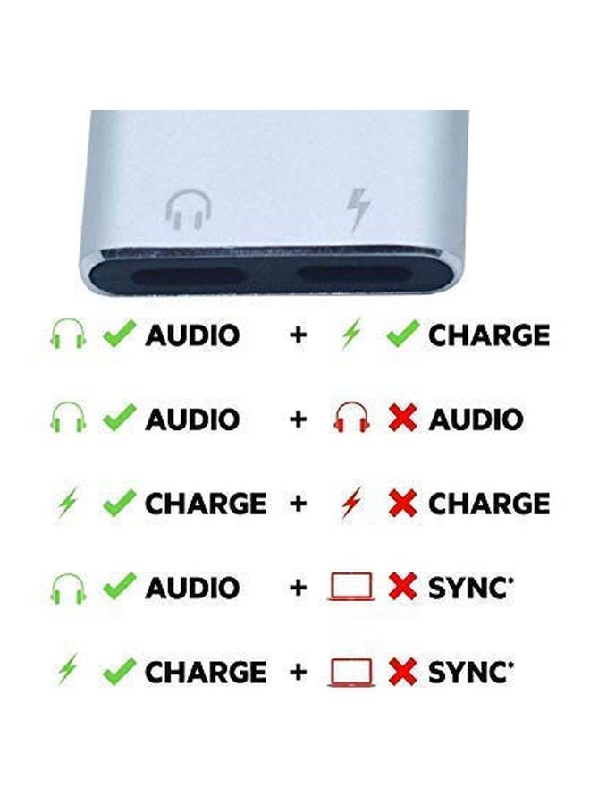 KKmoon 2-In-1 USB Audio Jack/Charging Port Splitter Silver/Black - Image 2