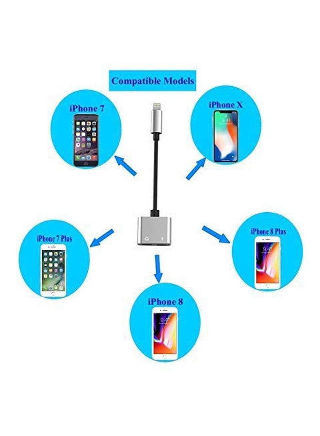 KKmoon 2-In-1 USB Audio Jack/Charging Port Splitter Silver/Black - Image 3