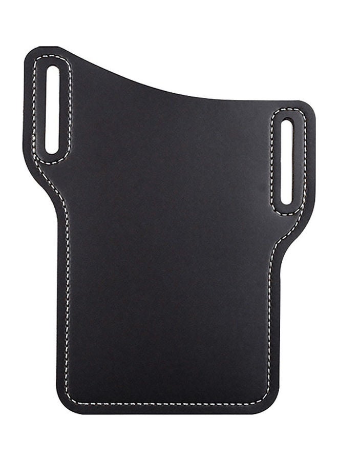 Men Outdoor Belt Waist Bag Faux Leather Case Pouch Cell Phone Card Holder Cover Black  - Image 1