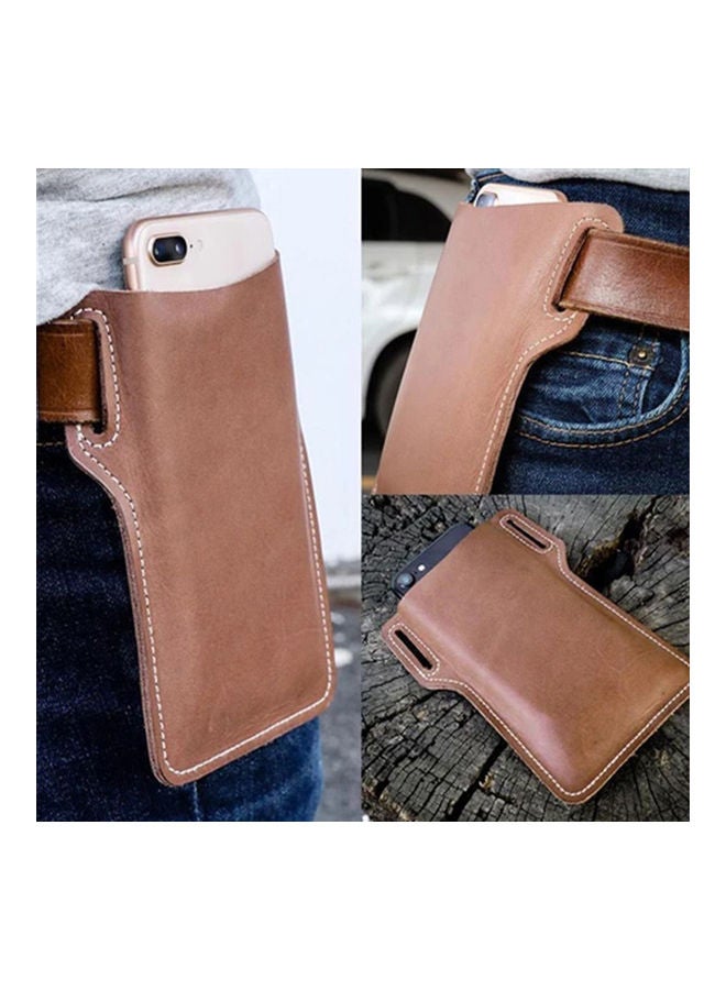 Men Outdoor Belt Waist Bag Faux Leather Case Pouch Cell Phone Card Holder Cover Black  - Image 4