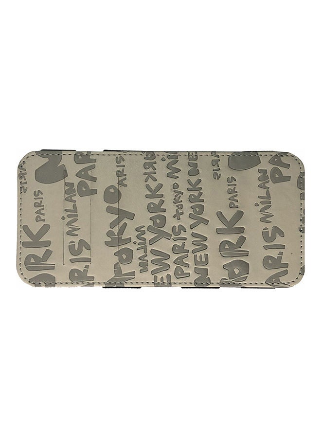 محفظة من الجلد الصناعي مناسبة للجنسين ومزينة بطباعة, يمكن استخدامها لحفظ الأموال والبطاقة الشخصية وبطاقات الائتمان. رمادي - Image 1