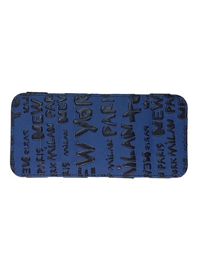 Generic Unisex Letter Print Faux Leather Money Cash Clip Wallet ID Credit Card Holder Blue  - Image 1