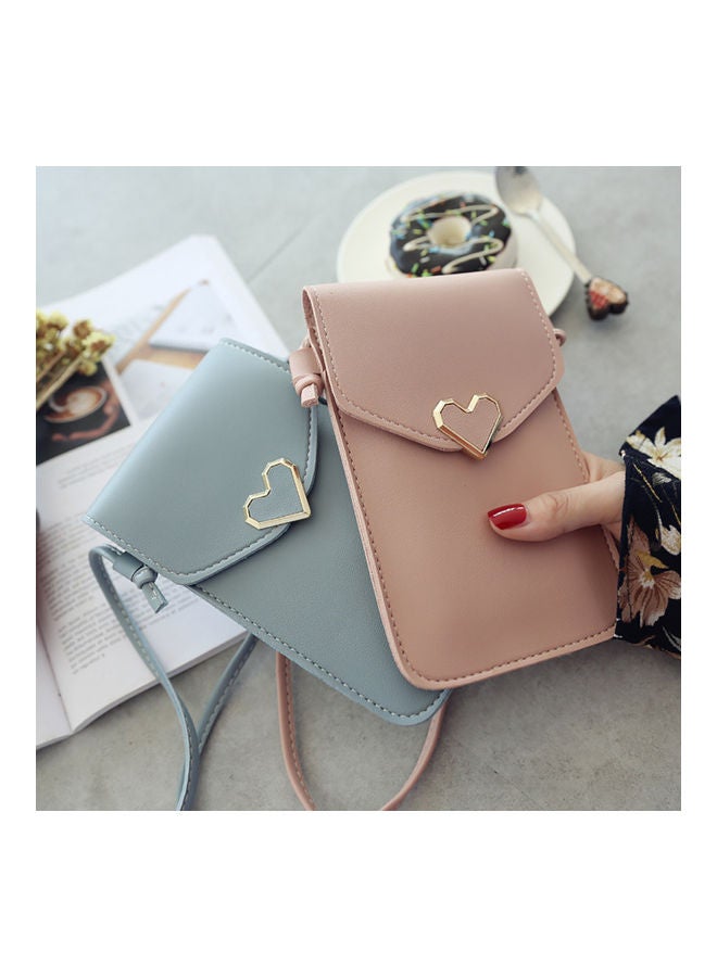 Generic - 2Pcs Love Heart Transparent Shoulder Crossbody Bag Phone Touch Screen Purse Brown - Image 1