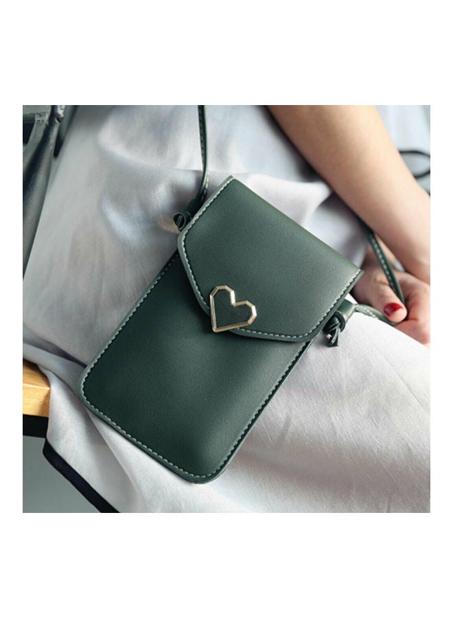 Generic - 2Pcs Love Heart Transparent Shoulder Crossbody Bag Phone Touch Screen Purse Brown - Image 1