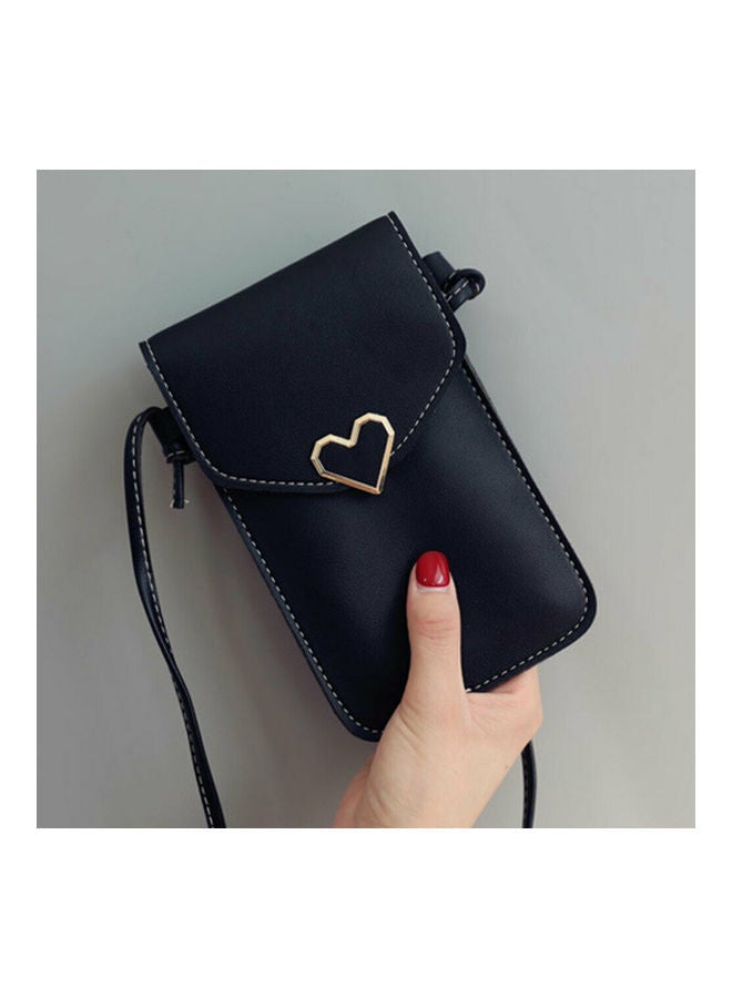 Generic - 2Pcs Love Heart Transparent Shoulder Crossbody Bag Phone Touch Screen Purse Brown - Image 1