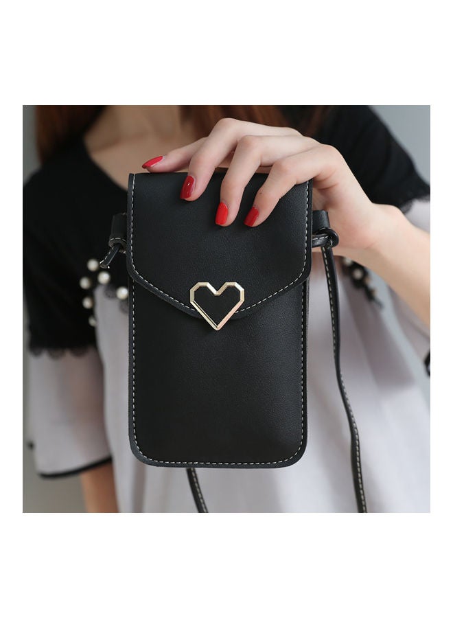 Generic - 2Pcs Love Heart Transparent Shoulder Crossbody Bag Phone Touch Screen Purse Brown - Image 1