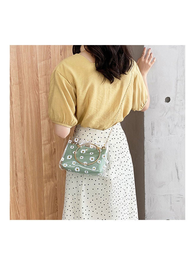 Women Marguerite Iron Ring Clear Jelly Square Tote Bag Crossbody Shoulder Pouch Wine Red  - Image 5