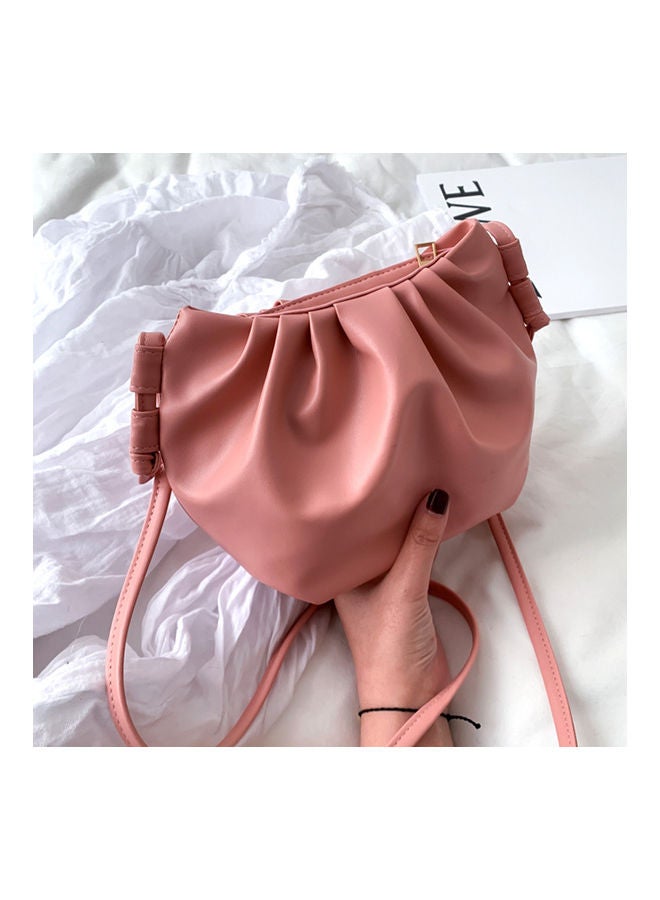 Women Fashion Solid Color Faux Leather Zip Dumpling Crossbody Bag Shoulder Pouch Purple  - Image 2