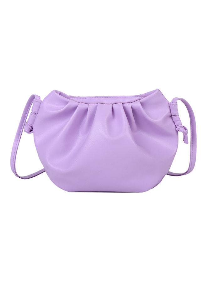 Women Fashion Solid Color Faux Leather Zip Dumpling Crossbody Bag Shoulder Pouch Purple  - Image 1
