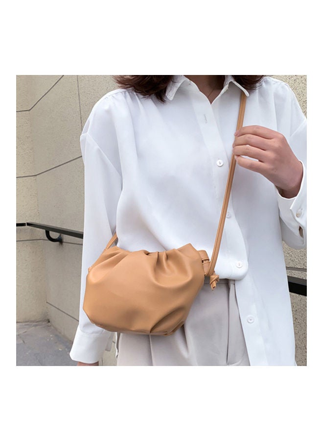 Women Fashion Solid Color Faux Leather Zip Dumpling Crossbody Bag Shoulder Pouch Purple  - Image 3