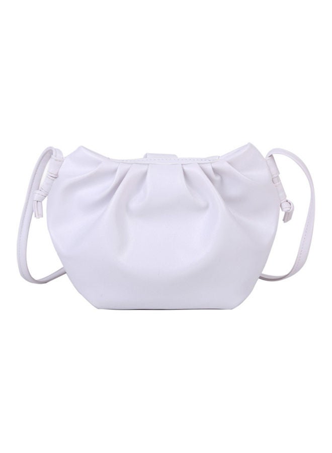Women Fashion Solid Color Faux Leather Zip Dumpling Crossbody Bag Shoulder Pouch White  - Image 1