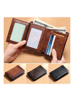 Generic Portable Business Men Faux Leather Bifold Short Wallet Card Cash Holder Purse Brown  - Image 2