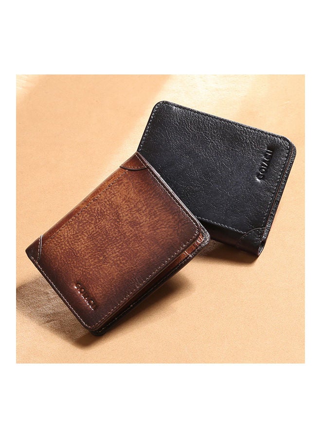 Generic - Portable Business Men Faux Leather Bifold Short Wallet Card Cash Holder Purse Brown - Image 1