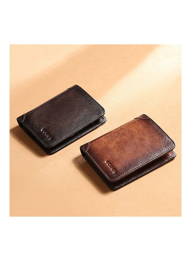 Generic - Portable Business Men Faux Leather Bifold Short Wallet Card Cash Holder Purse Brown - Image 1