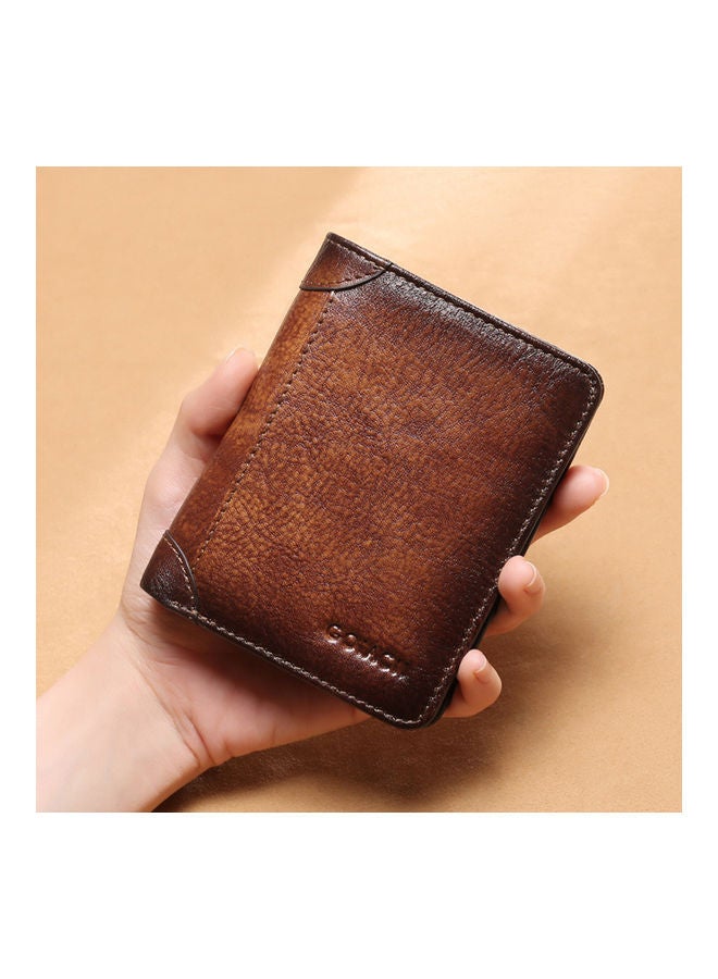 Generic - Portable Business Men Faux Leather Bifold Short Wallet Card Cash Holder Purse Brown - Image 1