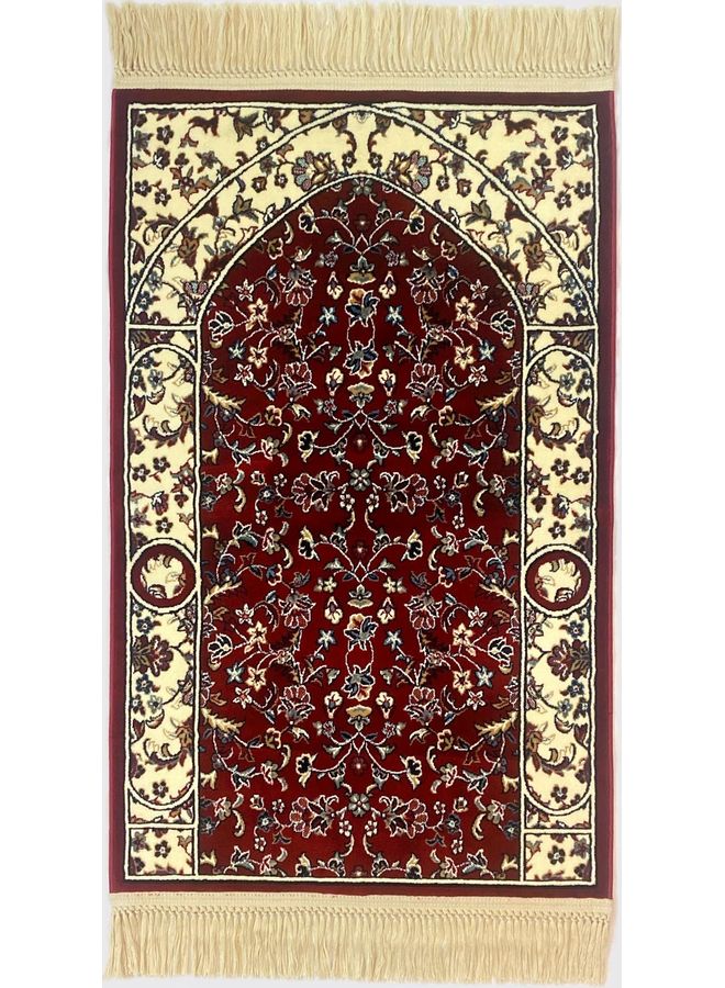 متجر سلام - سجادة صلاة الروضة أحمر / بيج 110 x 70سم - Image 1
