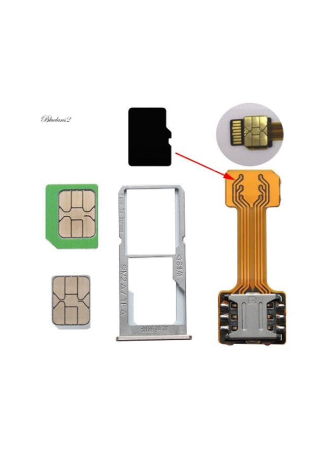 بلولانز محوّل بطاقات مزدوج الشريحة مع مُمدد للبطاقات مايكرو SD أصفر/فضي - Image 2