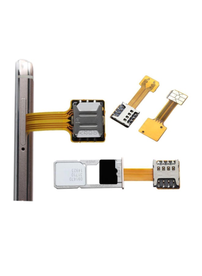 بلولانز محوّل بطاقات مزدوج الشريحة مع مُمدد للبطاقات مايكرو SD أصفر/فضي - Image 3