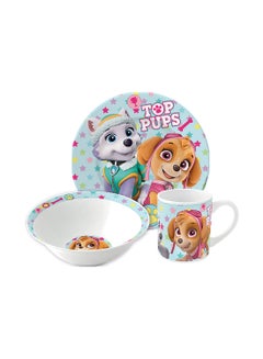 nickelodeon 3-Piece Paw Patrol Girl Stars Dinner Set Multicolour 25x9x20cm  - Image 1