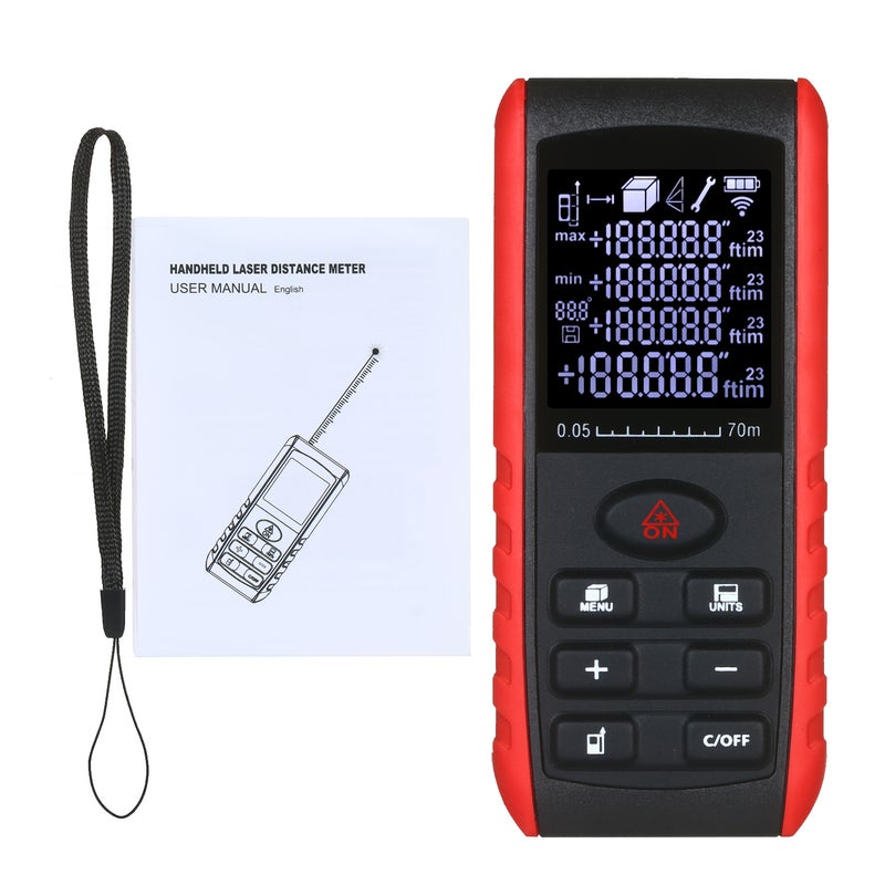 Portable Handheld Digital Laser 70m Distance Meter Black & Red 17.00 x 4.50 x 11.50cm - Image 1