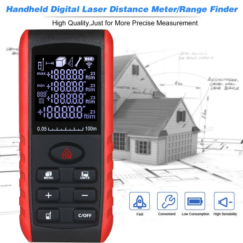 Portable Handheld Digital Laser 70m Distance Meter Black & Red 17.00 x 4.50 x 11.50cm - Image 4
