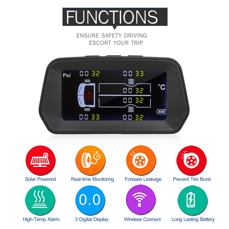 Tire Pressure Monitor For Tire Pressure Within 8kg Black 22.50 x 6.00 x 13.50cm - Image 4