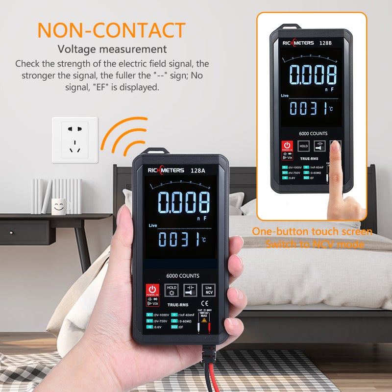 6000Counts 128C Pocket Automatic Digital Multimeter Black 20.00 x 3.00 x 10.00cm  - Image 2