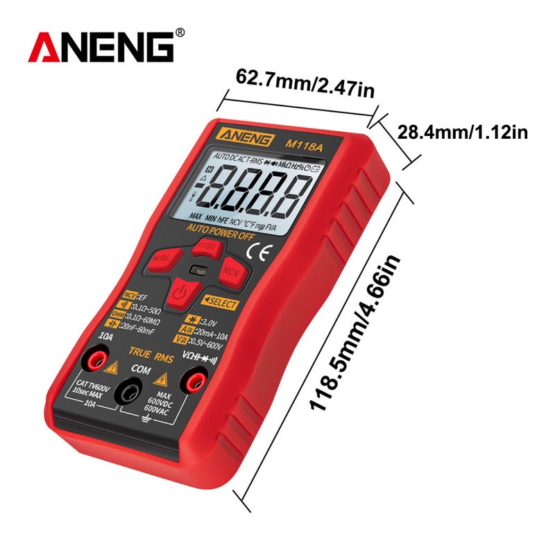ANENG - High Precision Automatic Range Multimeter Red 13.60 x 3.80 x 9.90cm - Image 1