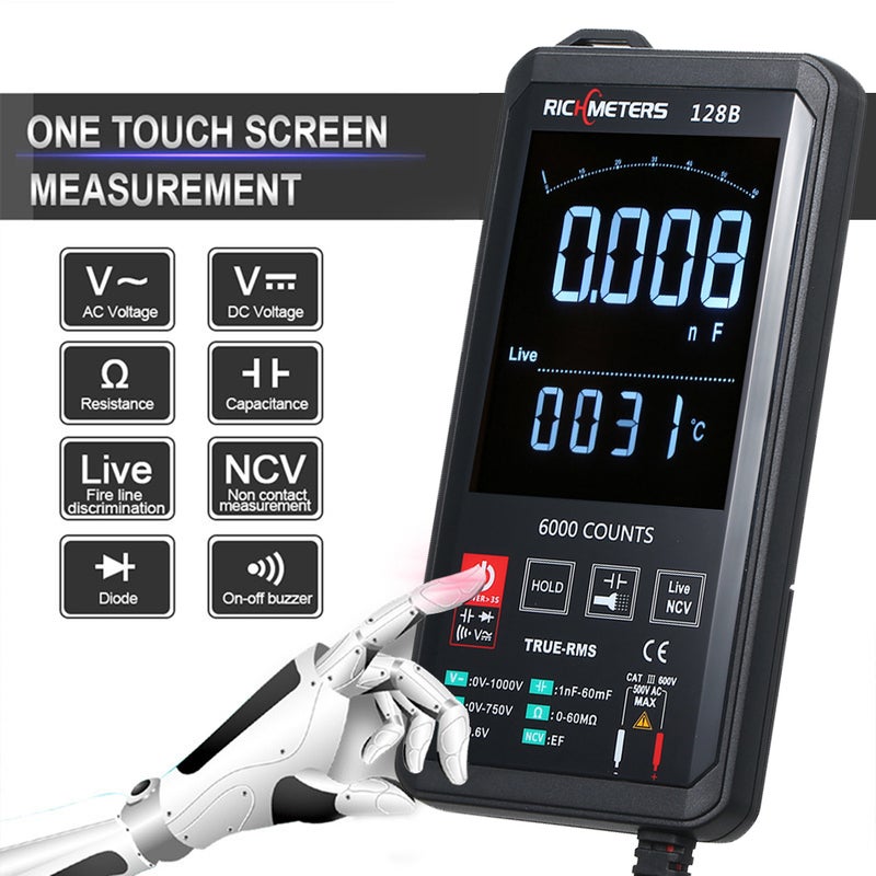 6000Counts 128C Pocket Automatic Digital Multimeter Black 20.00 x 3.00 x 10.00cm  - Image 3