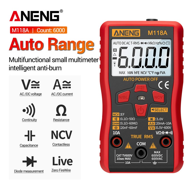 ANENG - High Precision Automatic Range Multimeter Red 13.60 x 3.80 x 9.90cm - Image 1