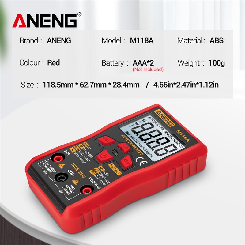 ANENG - High Precision Automatic Range Multimeter Red 13.60 x 3.80 x 9.90cm - Image 1