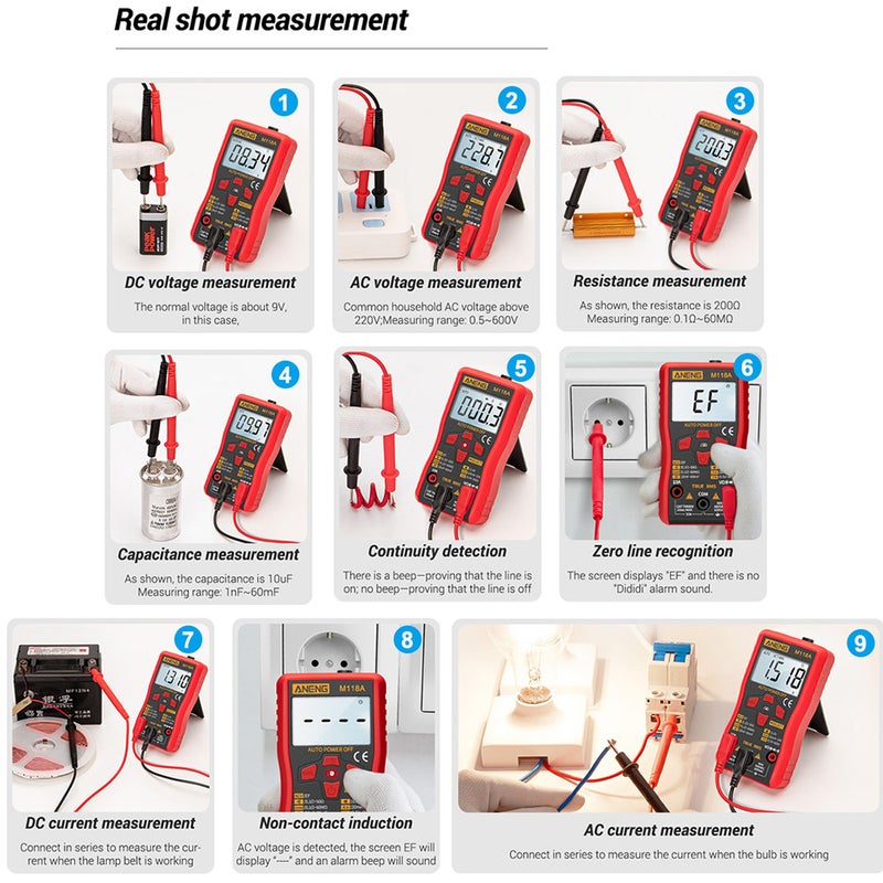 ANENG - High Precision Automatic Range Multimeter Red 13.60 x 3.80 x 9.90cm - Image 1