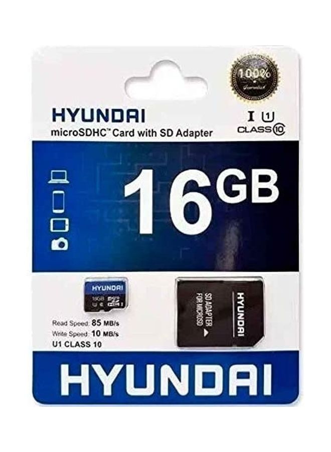 HYUNDAI - SDC16GU1 Class 10 MicroSDHC Card With Adapter Black - Image 1