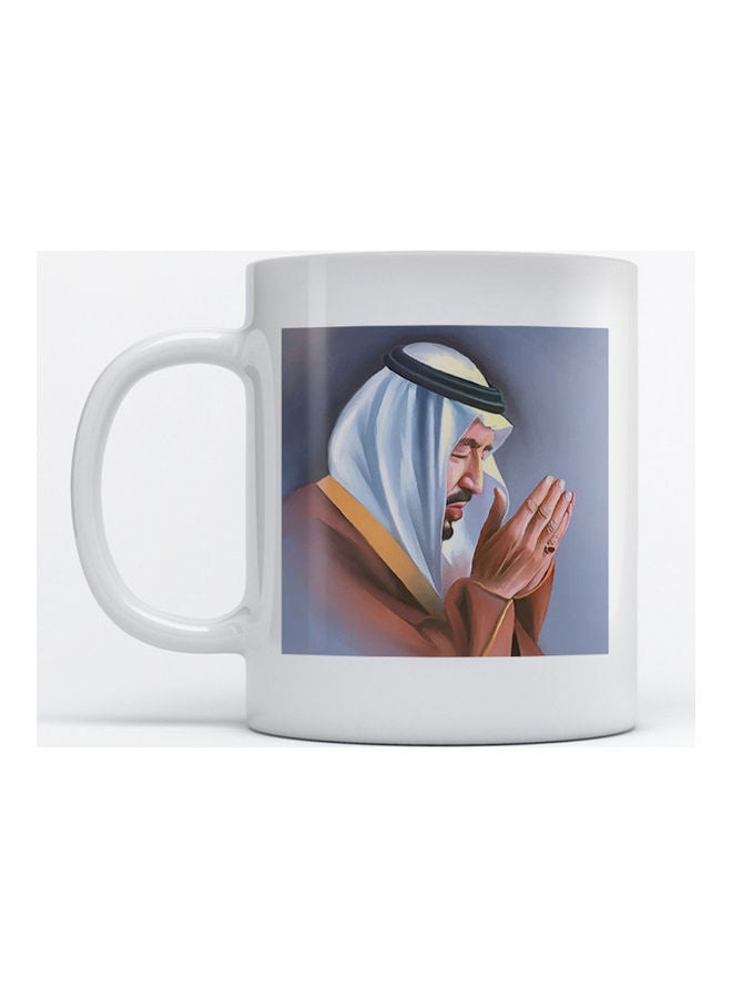 أتيك مج للقهوة والشاي بطبعة صورة الملك سلمان بن عبد العزيز سعة 350 مل أبيض